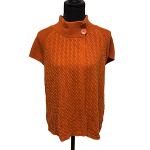 Christopher & Banks Cable Knit Short Sleeve Sweater Orange Size L